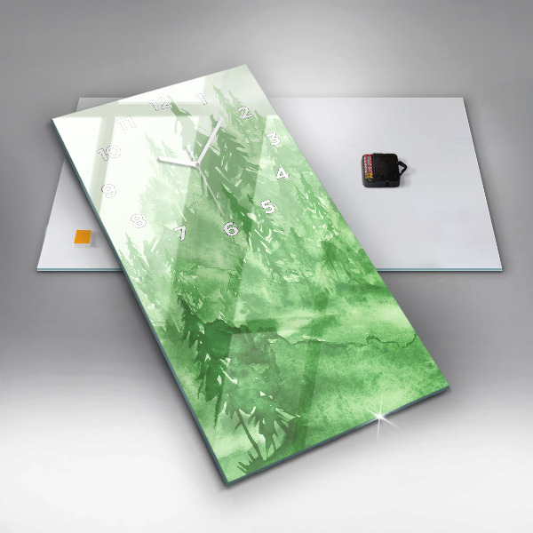 Horloge rectangulaire verticale Peinture de forêt verte