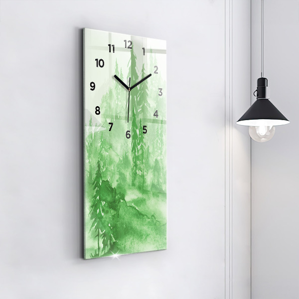 Horloge rectangulaire verticale Peinture de forêt verte