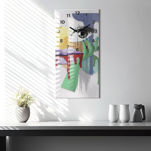 Horloge rectangulaire verticale Collage surréaliste