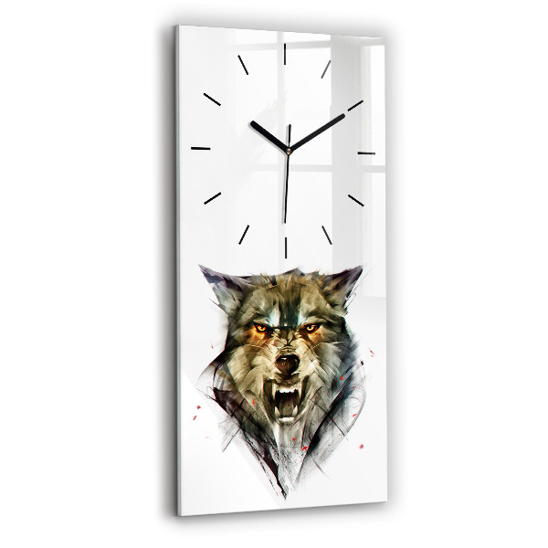 Horloge rectangulaire verticale 'Portrait dessiné d''un loup'