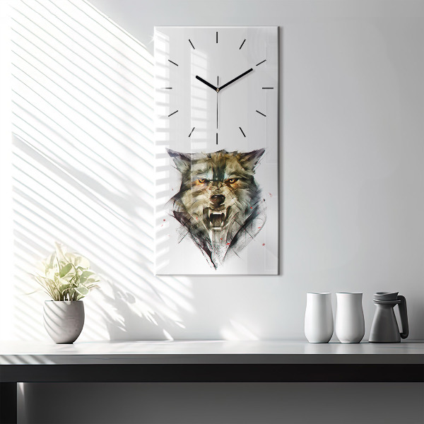 Horloge rectangulaire verticale 'Portrait dessiné d''un loup'