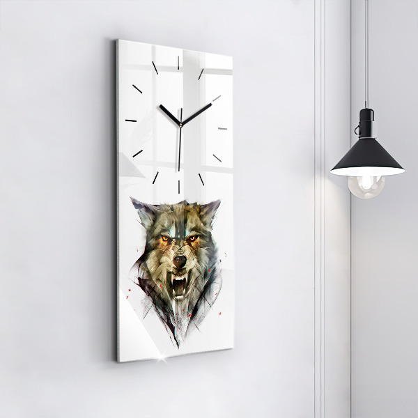 Horloge rectangulaire verticale 'Portrait dessiné d''un loup'