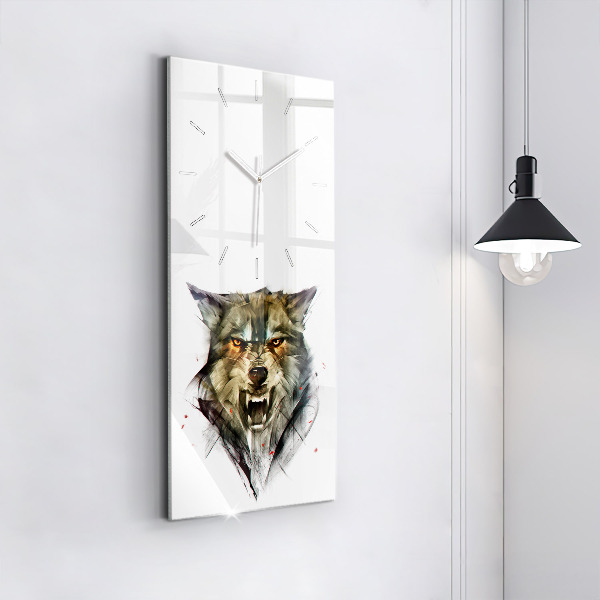 Horloge rectangulaire verticale 'Portrait dessiné d''un loup'