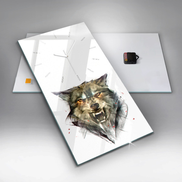 Horloge rectangulaire verticale 'Portrait dessiné d''un loup'