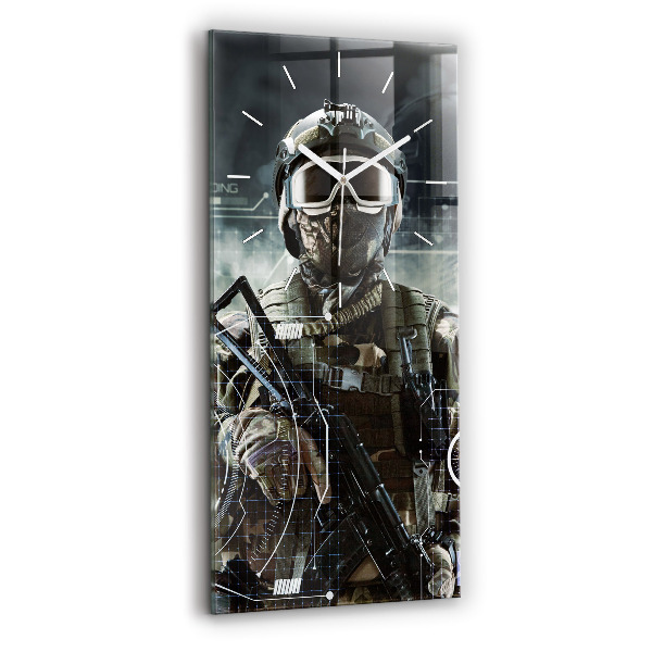 Horloge rectangulaire verticale Soldat avec une arme à feu