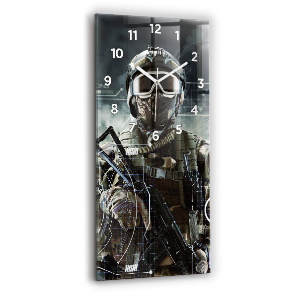 Horloge rectangulaire verticale Soldat avec une arme à feu