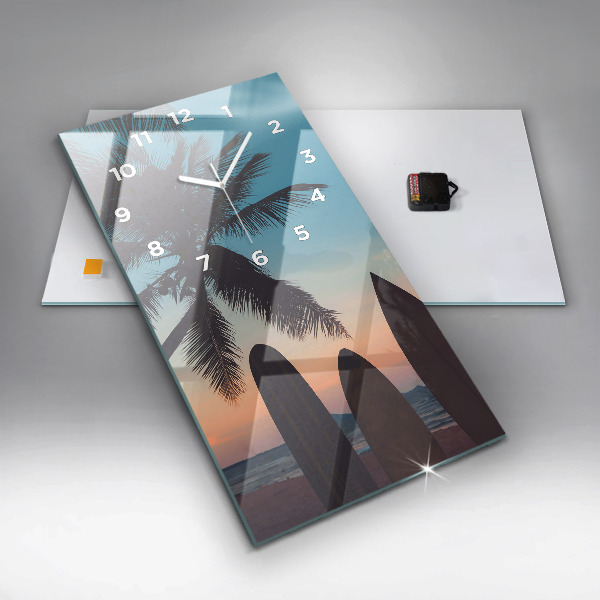Horloge rectangulaire verticale Surfer sur la plage