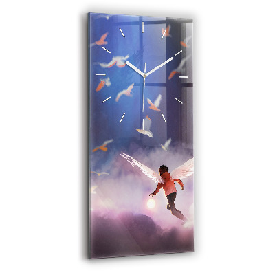 Horloge rectangulaire verticale Garçon avec des ailes