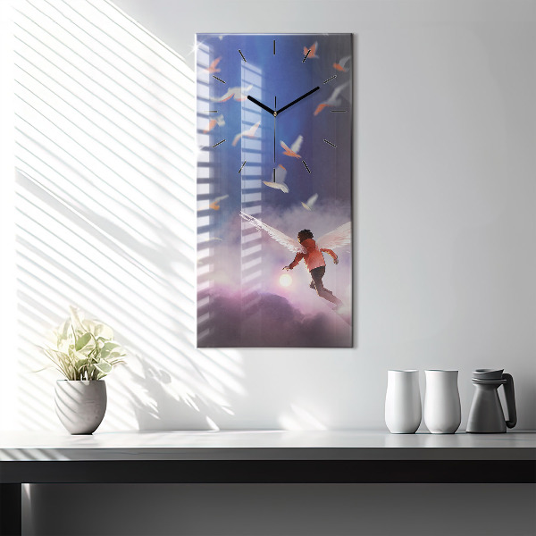 Horloge rectangulaire verticale Garçon avec des ailes