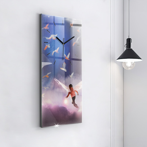 Horloge rectangulaire verticale Garçon avec des ailes