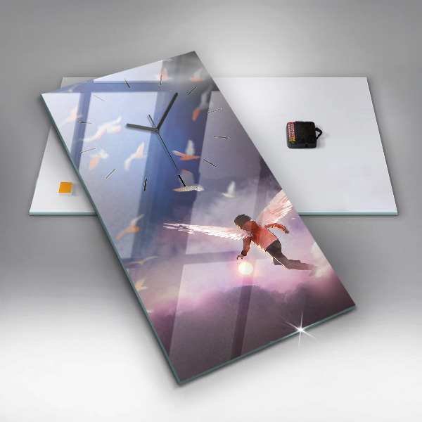 Horloge rectangulaire verticale Garçon avec des ailes