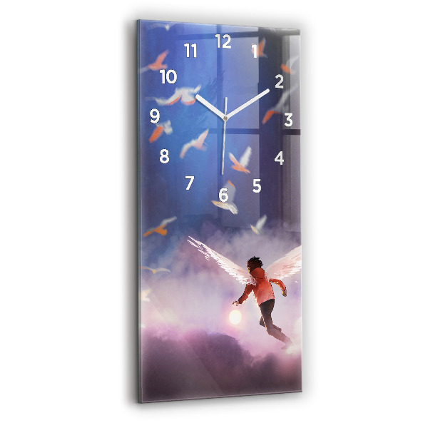 Horloge rectangulaire verticale Garçon avec des ailes