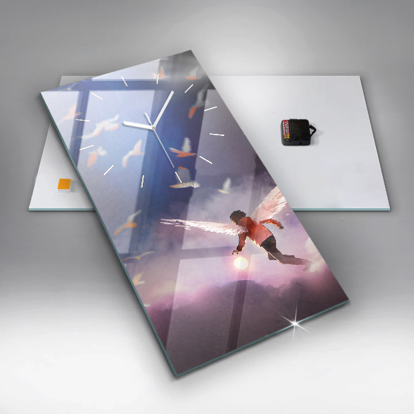 Horloge rectangulaire verticale Garçon avec des ailes