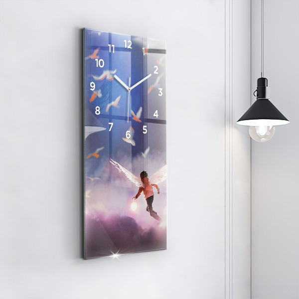 Horloge rectangulaire verticale Garçon avec des ailes