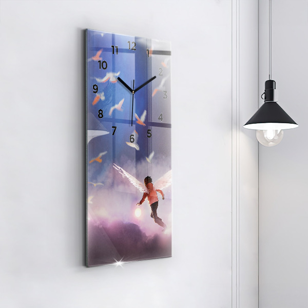 Horloge rectangulaire verticale Garçon avec des ailes