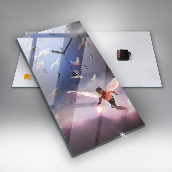 Horloge rectangulaire verticale Garçon avec des ailes