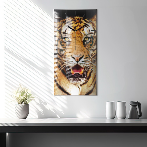 Horloge rectangulaire verticale Tigre - regard sauvage