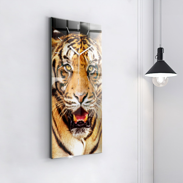 Horloge rectangulaire verticale Tigre - regard sauvage