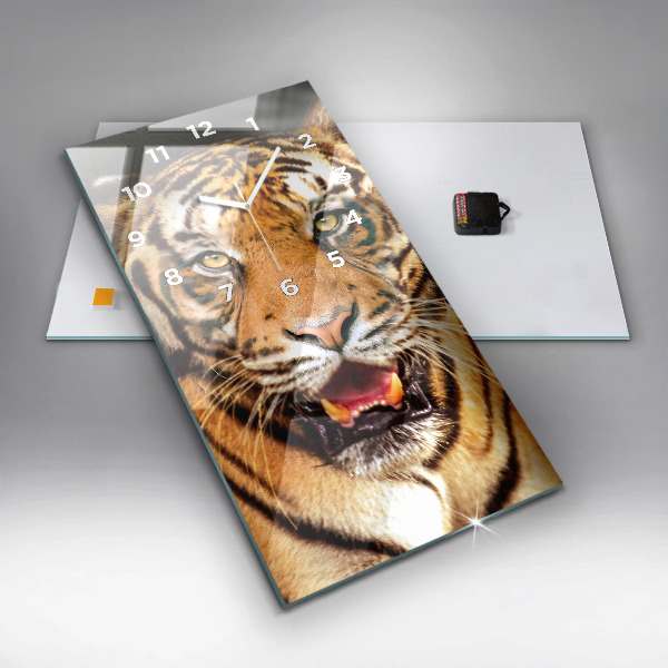 Horloge rectangulaire verticale Tigre - regard sauvage
