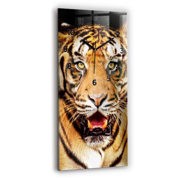 Horloge rectangulaire verticale Tigre - regard sauvage
