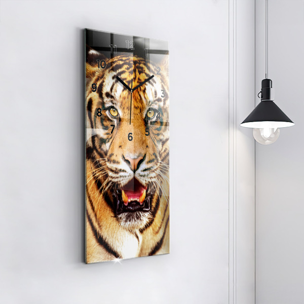 Horloge rectangulaire verticale Tigre - regard sauvage