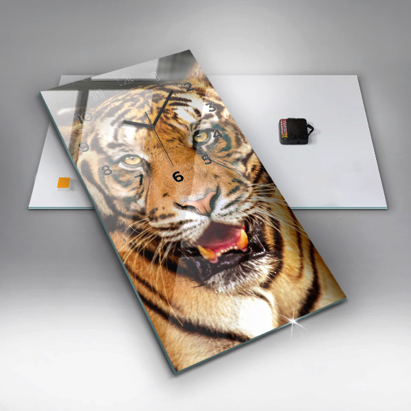 Horloge rectangulaire verticale Tigre - regard sauvage