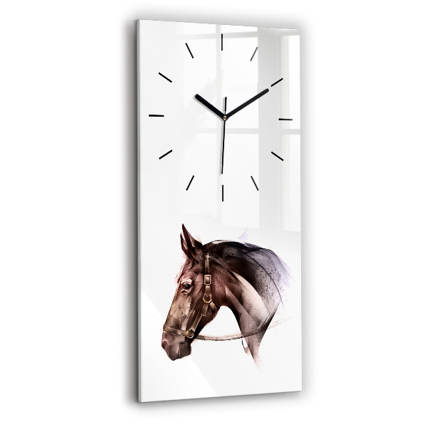 Horloge rectangulaire verticale Profil de cheval peint