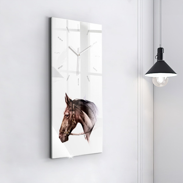 Horloge rectangulaire verticale Profil de cheval peint