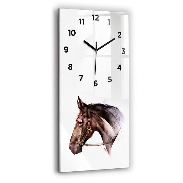 Horloge rectangulaire verticale Profil de cheval peint