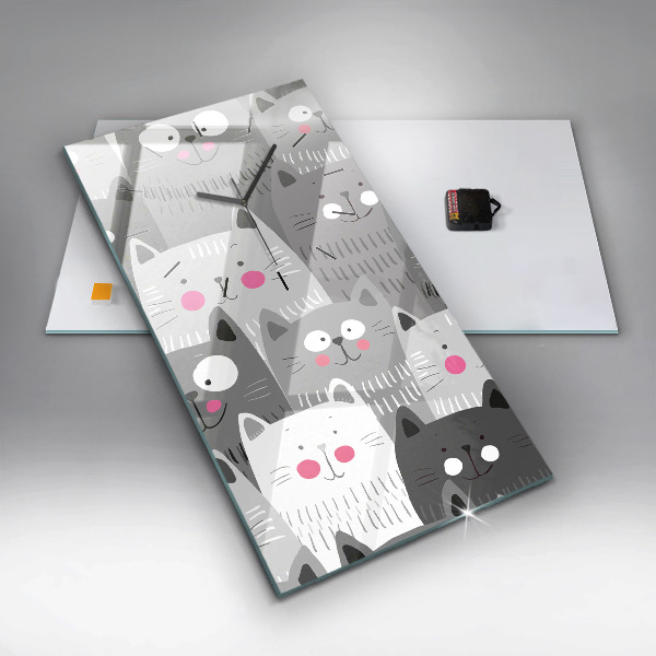 Horloge murale verticale Motif avec des chats