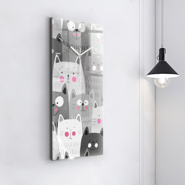 Horloge murale verticale Motif avec des chats