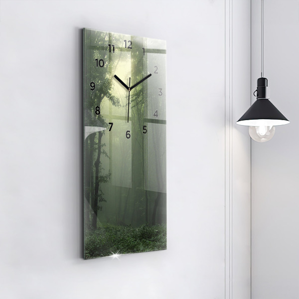 Horloge rectangulaire verticale Forêt brumeuse le matin