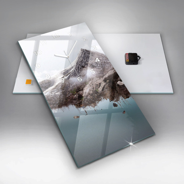 Horloge rectangulaire verticale 'L''île volante et la cascade'