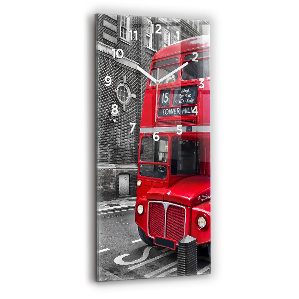 Horloge rectangulaire verticale Bus rouge à impériale