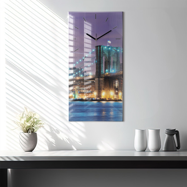 Horloge rectangulaire verticale Pont de Brooklyn et East River