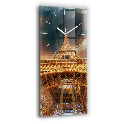 Horloge rectangulaire verticale La Tour Eiffel contre les nuages