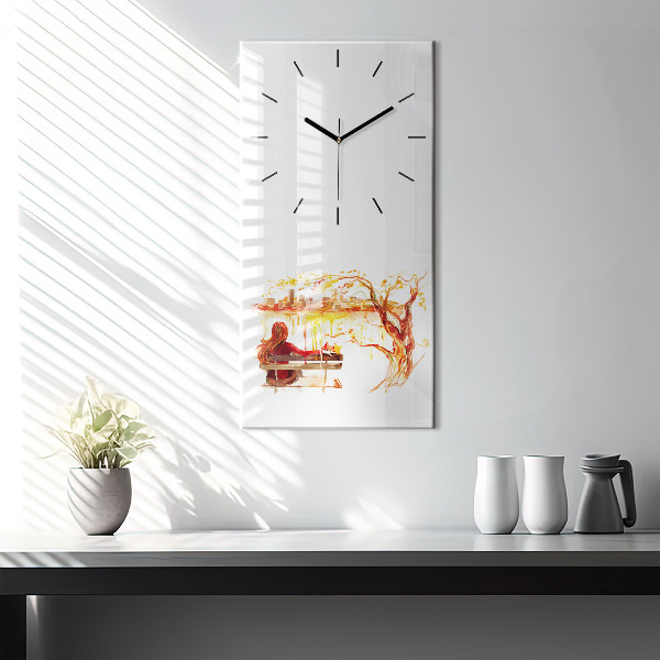Horloge rectangulaire verticale 'Paysage d''automne'