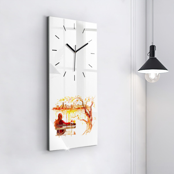 Horloge rectangulaire verticale 'Paysage d''automne'