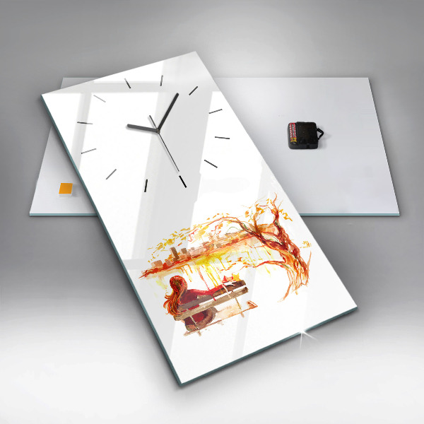 Horloge rectangulaire verticale 'Paysage d''automne'