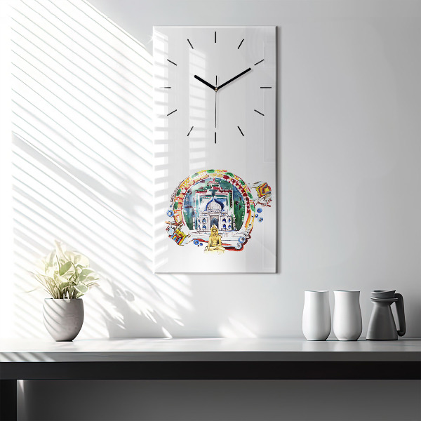 Horloge rectangulaire verticale Peinture de Bouddha dans le temple