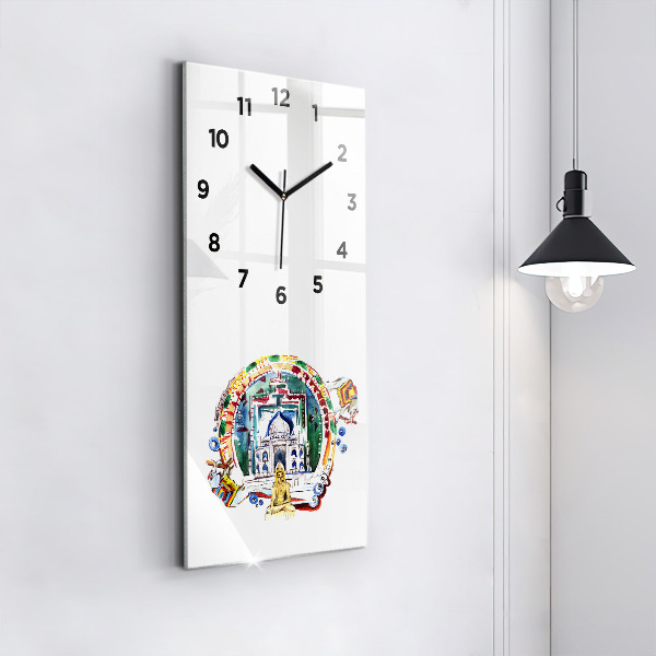 Horloge rectangulaire verticale Peinture de Bouddha dans le temple
