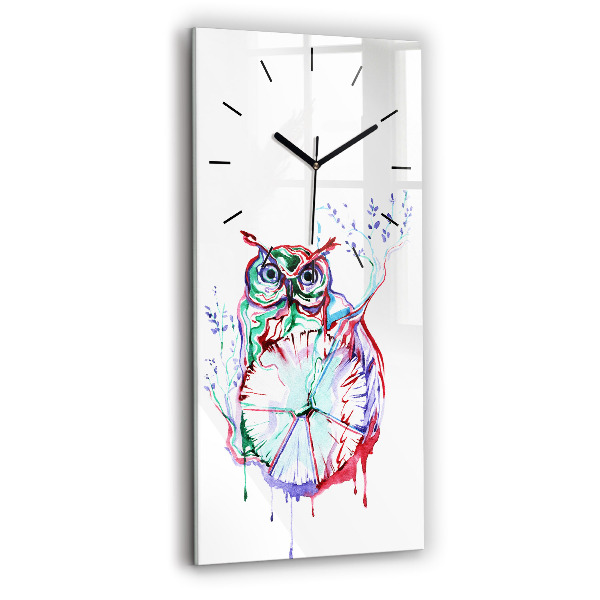 Horloge rectangulaire verticale 'Illustration du hibou et de l''horloge'