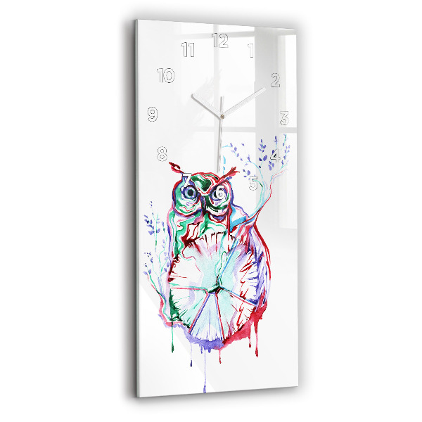 Horloge rectangulaire verticale 'Illustration du hibou et de l''horloge'