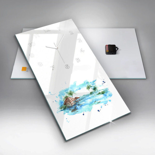 Horloge rectangulaire verticale 'Photo d''une île déserte'