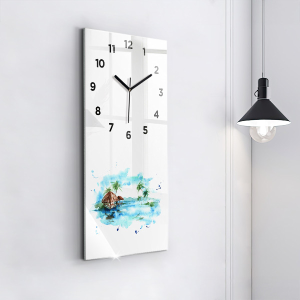 Horloge rectangulaire verticale 'Photo d''une île déserte'
