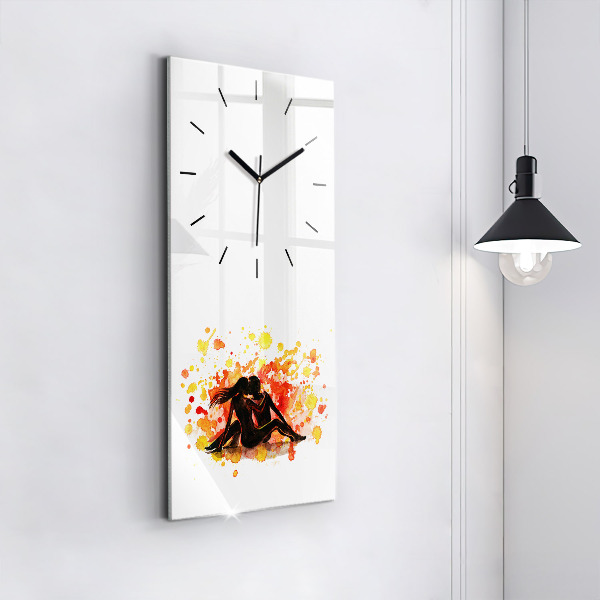 Horloge rectangulaire verticale 'L''amour et un couple amoureux'