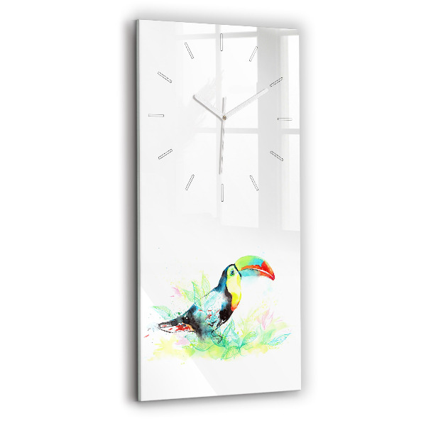 Horloge rectangulaire verticale 'Toucan dans l''herbe'