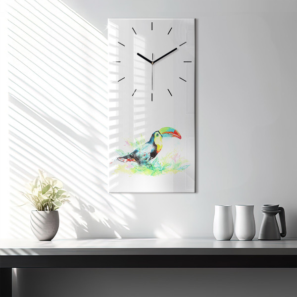 Horloge rectangulaire verticale 'Toucan dans l''herbe'