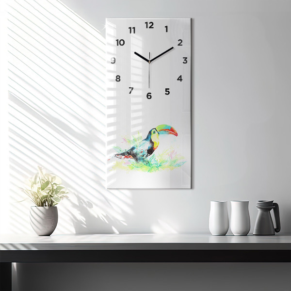 Horloge rectangulaire verticale 'Toucan dans l''herbe'