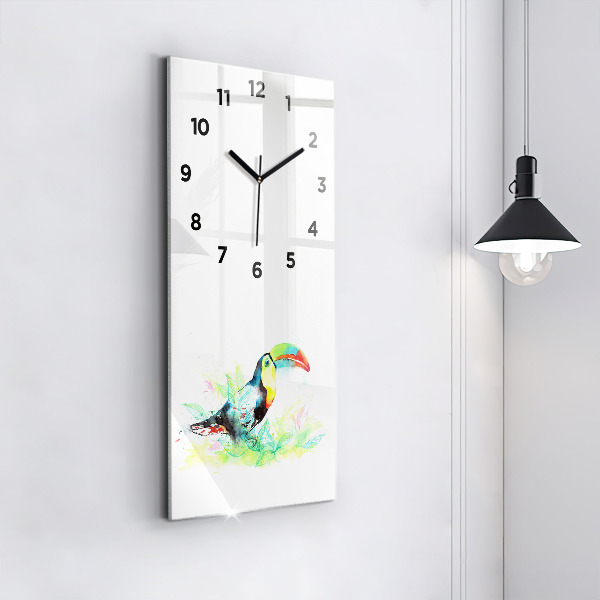 Horloge rectangulaire verticale 'Toucan dans l''herbe'